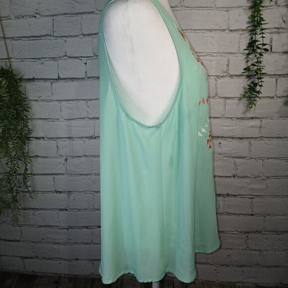 UMGEE USA TANK TOP BLUE TEAL COLOR EMBROIDERED AZTEC DESIGN SIZE LARGE - Picture 9 of 9